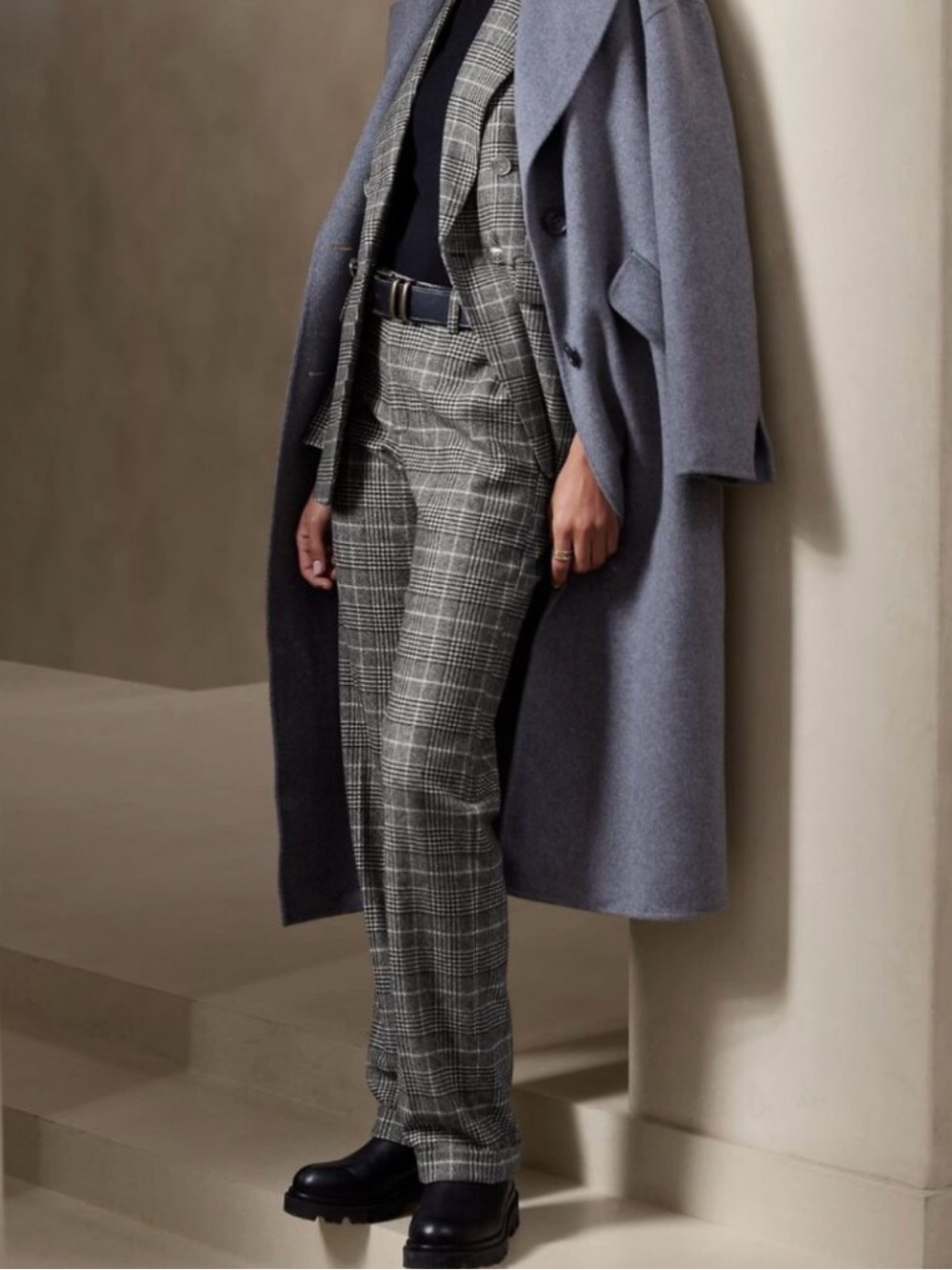 Banana Republic Gray Glen Plaid Straight-Leg Pants